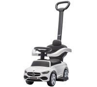 AIYAPLAY 2 in 1 Baby Ride on Push Car Toddler Sliding Car Mercedes-Benz C-Class Licensed Walker Foot to Floor Push-Along with Removable Handle, Guardrail, Horn Steering Wheel, Storage, White