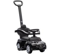 AIYAPLAY 2 in 1 Baby Ride on Push Car Toddler Sliding Car w/Storage Black | Mercedes-Benz C-Class Licensed Walker Foot to Floor Push-Along, Removable Handle, Guardrail, Horn Steering Wheel