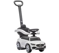 AIYAPLAY 2 in 1 Baby Ride on Push Car Toddler Sliding Car w/Storage White | Mercedes-Benz C-Class Licensed Walker Foot to Floor Push-Along, Removable Handle, Guardrail, Horn Steering Wheel