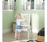 AIYAPLAY Kids Easel, Art Easel with Double Sided Whiteboard, Chalkboard, Storage, 2 in 1 Standing Easel for Toddlers 18-48 Months, White