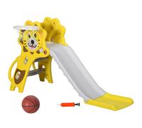 Aiyaplay 2 In 1 Kids Slide For Indoor Use With Basketball Hoop, Yellow