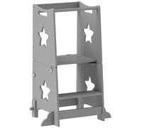 AIYAPLAY 2-in-1 Toddler Step Stool with Safety Rail for Kitchen, Bathroom, Grey