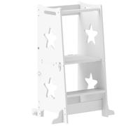 AIYAPLAY 2 in 1 Toddler Step Stool with Safety Rail for Kitchen, Bathroom, White