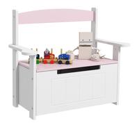 AIYAPLAY Toy Box, 2 in 1 Toy Storage Chest Kids with Lid, Large Toy Storage Organiser Bench for Bedroom, Nursery, Playroom, Pink