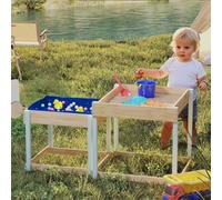 Aiyaplay 2 Pcs Wooden Sandpits, Sand And Water Play Tables With Bottom Liner