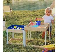 AIYAPLAY 2 PCS Wooden Sandpits, Sand & Water Play Tables with Bottom Liner in Natural AIYAPLAY Natural