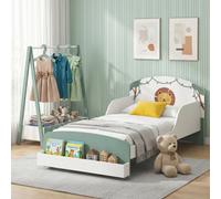 Aiyaplay 2-Piece Kids Bedroom Set With Guardrails, Storage, Green