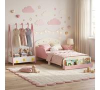 AIYAPLAY 2-Piece Kids Bedroom Set with Guardrails, Storage, Pink AIYAPLAY Pink