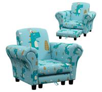 AIYAPLAY 2 Piece Kids Sofa Set with Dinosaur Design, for Nursery, Blue
