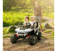 AIYAPLAY 2 Seater Ride on Truck, 24V 7AH Battery Powered Electric Ride On Car with Parental Remote Control, Spring Suspension, 3 Speeds, LED Lights, MP3, Horn, Music, White