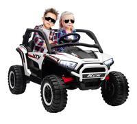 AIYAPLAY 2 Seater Ride on Truck, 24V 7AH Battery Powered Electric Ride On Car with Parental Remote Control, Spring Suspension, 3 Speeds, LED Lights, MP3, Horn, Music, White