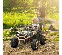 AIYAPLAY Kids Electric Ride on Car 2-Seater, 24V Truck UTV with Remote Control, Suspension System, LED Lights, Horn, Music, for 3-8 Years, khaki
