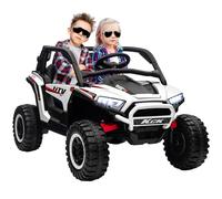 AIYAPLAY 2 Seater Ride on Truck, 24V 7AH Battery Powered Electric Ride On Car with Parental Remote Control, Spring Suspension, 3 Speeds, LED Lights, MP3, Horn, Music, White White