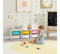 Aiyaplay 2 Tiers Toy Storage Organiser With 6 Plastic Bins, Low Height
