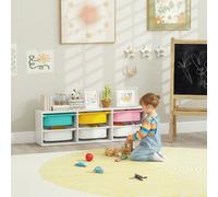 AIYAPLAY 2 Tiers Toy Storage Organiser with 6 Plastic Bins, Low Height in White AIYAPLAY White