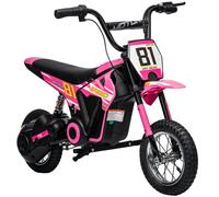 AIYAPLAY Kids Electric Motorbike, 24V Battery Powered Dirt Bike with 250W Motor, 6-16km/h, 7AH Batteries, 12" Inflatable Tires and Rear Suspension, Ride On Motorcycle for 8-12 Years Old, Pink