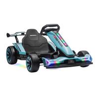 AIYAPLAY 24V Electric Go Kart for Kids 6-12 Years Drift Mode Light Blue | Ride on Racing Kart, Adjustable Seat, 3 Speed, Slow Start, Multicolour Lights, Music, USB