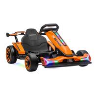 AIYAPLAY 24V Electric Go Kart for Kids 6-12 Years Drift Mode Orange | Ride on Racing Kart, Adjustable Seat, 3 Speed, Slow Start, Multicolour Lights, Music, USB