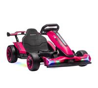 AIYAPLAY 24V Electric Go Kart for Kids 6-12 Years with Drift Mode Pink | Ride on Racing Kart, Adjustable Seat, 3 Speed, Slow Start, Multicolour Lights, Music, USB