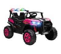 AIYAPLAY 24V Electric Ride on Car, 2-Seater Electric Car for Kids with Remote Control, Light, Bluetooth, Soft Start, Suspension Spring, 2 Motors Children Ride on Toy UTV Truck, Pink