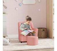 AIYAPLAY Kids Sofa Set with Footrest for Playroom Bedroom - Pink | TJ Hughes