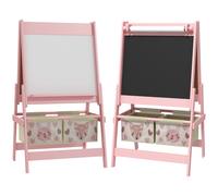 AIYAPLAY 3-in-1 Kids Easel with Paper Roll, Magnetic Whiteboard & Chalkboard, with Storage, Safe for Kids, Pink Aosom UK