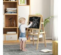 AIYAPLAY 3 in 1 Kids Easel with Paper Roll, Storage Baskets - Natural