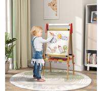 AIYAPLAY Kids Easel, 3 in 1 Art Easel Double Sided Height Adjustable with Paper Roll, Whiteboard, Chalkboard, Painting Accessories, Natural Wood Finish