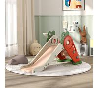 AIYAPLAY Kids Slide, 3 in 1 Foldable Toddler Slide with Basketball Hoop, Climber, Carrot-themed Indoor Playset for 1-3 Years Old, Orange