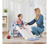 AIYAPLAY 3 in 1 Kids Slide with Climber, Basketball Hoop and Ball, Blue