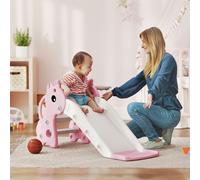 AIYAPLAY 3 in 1 Kids Slide with Climber, Basketball Hoop & Ball in Pink AIYAPLAY Pink