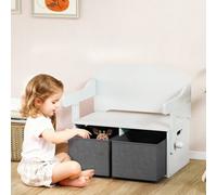 Aiyaplay 3 In 1 Kids Storage Bench, Toddler Table And Chair Set, White