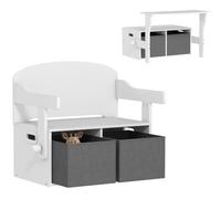 AIYAPLAY 3 in 1 Kids Storage Bench with 2 Removable Fabric Bins, White | Children Table and Chair Set, Convertible Toy Storage Box, Living Room, Playroom, Bedroom