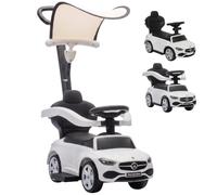 AIYAPLAY 3 in 1 Licensed Mercedes-Benz Ride on Push Car 12-36 Months White | Foot to Floor Slider, Parent Handle, Push Along Car, Canopy, Guardrails, Horn, Music, Under Seat Storage