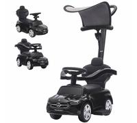 AIYAPLAY 3 in 1 Licensed Mercedes-Benz Ride on Push Car with Canopy in Black AIYAPLAY Black