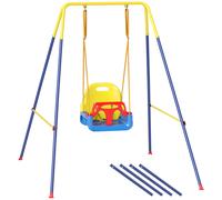 AIYAPLAY 3 in 1 Toddler Swing Set, Folding Child Swing Set with Seat Belt, Adjustable Seat for Outdoor Indoor, Blue