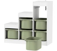 AIYAPLAY Toy Storage Organiser with 6 Removable Bins, 3-Layer Kids Toy Storage Units for Easy Cleanup, for Ages 3-8 Years, Green