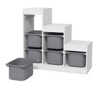 Aiyaplay 3-Layer Kids Toy Storage Unit With 6 Removable Bins, Grey