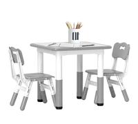 AIYAPLAY 3 Pcs Height Adjustable Kids Table and Chair Set for Playroom - Grey