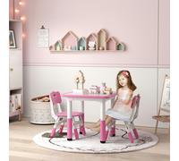 AIYAPLAY 3 Pcs Height Adjustable Kids Table and Chair Set for Playroom - Pink