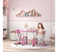 AIYAPLAY 3 Pcs Height Adjustable Kids Table & Chair Set for Playroom in Pink AIYAPLAY Pink