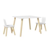 AIYAPLAY 3 Pieces Toddler Table & Chair Set for Nursery, Playroom, Classroom in White | Size: 60 cm x 60 cm AIYAPLAY White 60 cm x 60 cm