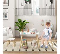 AIYAPLAY 3 Pieces Toddler Table & Chair Set for Nursery, Playroom, Classroom in White | Size: 60 cm x 60 cm AIYAPLAY White 60 cm x 60 cm