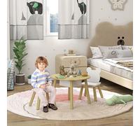 3 Pieces Toddler Table and Chair Set w/ Centre Mesh Bag AIYAPLAY Natural 600mm