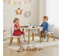 AIYAPLAY 3 Pieces Toddler Table & Chair Set w/ Centre Mesh Bag, White | Size: 600mm AIYAPLAY White 600mm