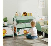 Aiyaplay 3-Tier Kids Storage Shelf With 6 Removable Fabric Boxes, Green