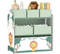 3-Tier Kids Toy Storage Units with 6 Removable Fabric Boxes for Kids AIYAPLAY Green One Size
