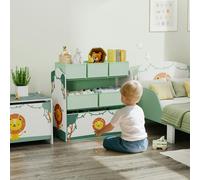 AIYAPLAY 3-Tier Kids Storage Shelf with 6 Removable Fabric Boxes in Green AIYAPLAY Green