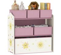 AIYAPLAY 3-Tier Kids Storage Shelf With 6 Removable Fabric Boxes - - Pink | TJ Hughes