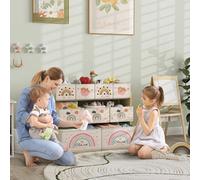 AIYAPLAY 3-Tier Toy Organiser Shelf with 9 Storage Boxes for Bedroom Yellow